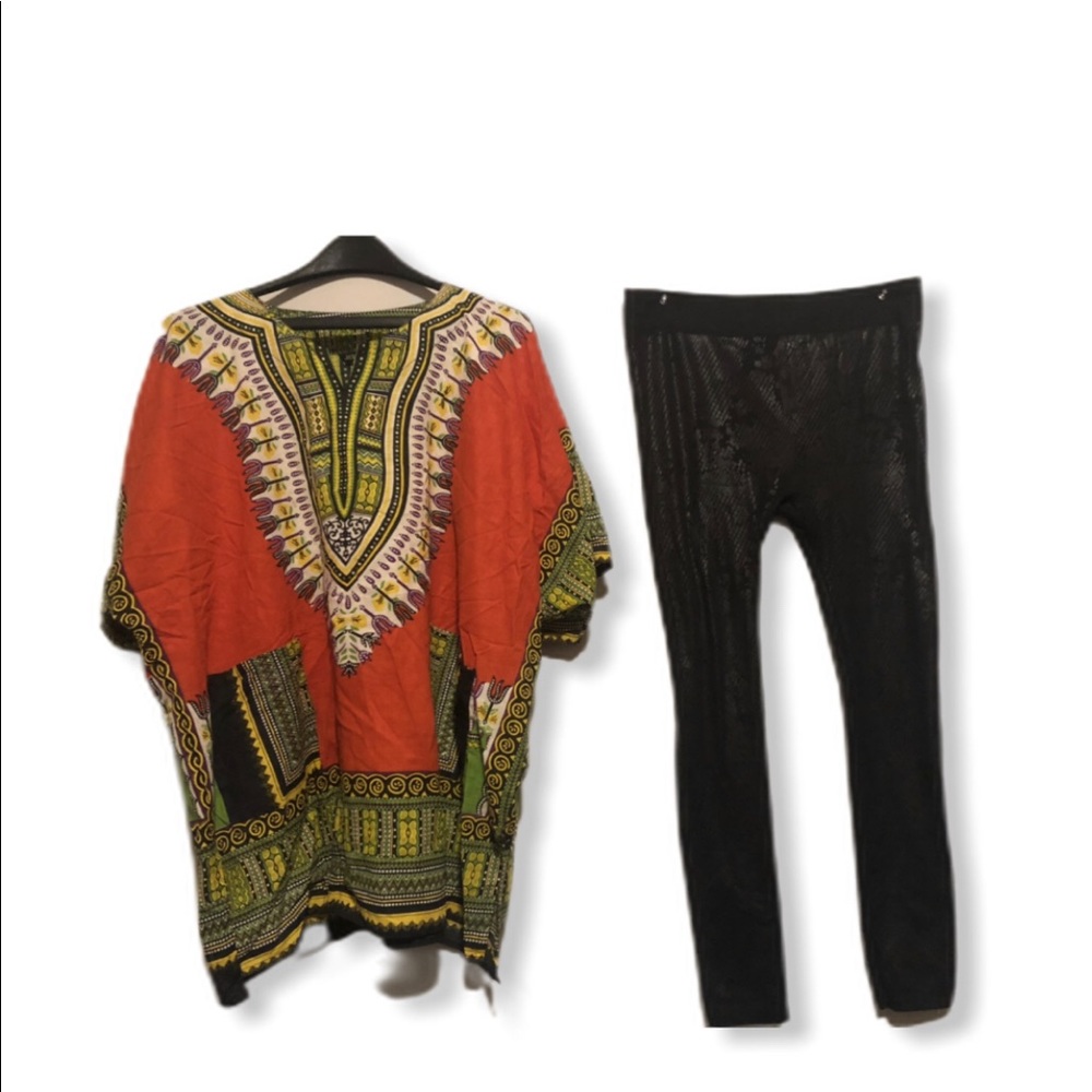 African Print Shirt and Leggings Set